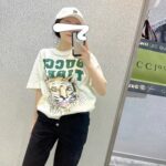 Gucci Women GG Tiger Cotton T-Shirt White Jersey Tiger Head Crewneck - Image 15