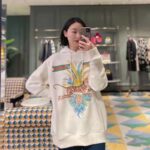 Gucci Women GG Tiger Hooded Sweatshirt Ivory Felted Cotton Jersey Fixed Hood - Image 13