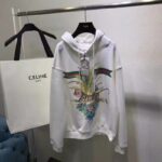 Gucci Men GG Tiger Hooded Sweatshirt Ivory Felted Cotton Jersey Fixed Hood - Imagen 3