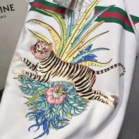 Gucci Women GG Tiger Hooded Sweatshirt Ivory Felted Cotton Jersey Fixed Hood (7)