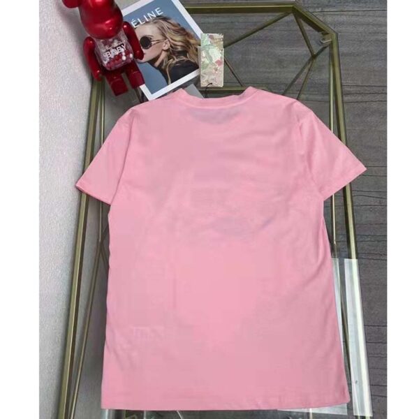 Gucci Women GG Tiger Interlocking G T-Shirt Pink Cotton Jersey Flower Crewneck Oversize Fit (11)