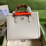 Gucci Women Gucci Diana Medium Tote Bag Double G White Leather Bamboo Handles - Image 2