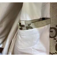 Gucci Women Jumbo GG Canvas Jacket Beige Ebony Jumbo Cotton Wool Leather (7)