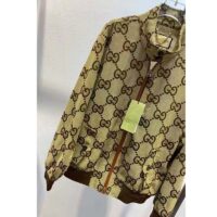 Gucci Women Jumbo GG Canvas Jacket Beige Ebony Jumbo Cotton Wool Leather (7)