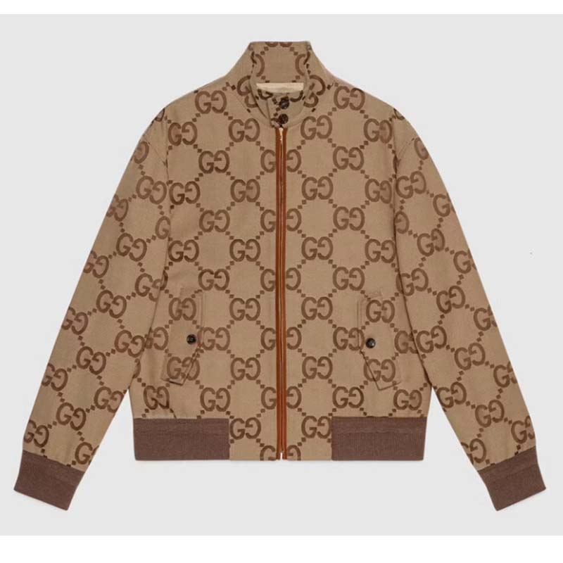 Jumbo GG canvas jacket in beige and ebony