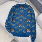 Gucci Women KAI x Gucci GG Jacquard Jumper Dark Blue Teddy Bear Wool Cotton Blend Crewneck - Image 3