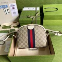 Gucci Women Ophidia GG Small Shoulder Bag Beige GG Supreme Canvas (8)