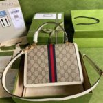 Gucci Women Ophidia Small Top Handle Bag Beige Ebony GG Supreme Canvas - Bild 3