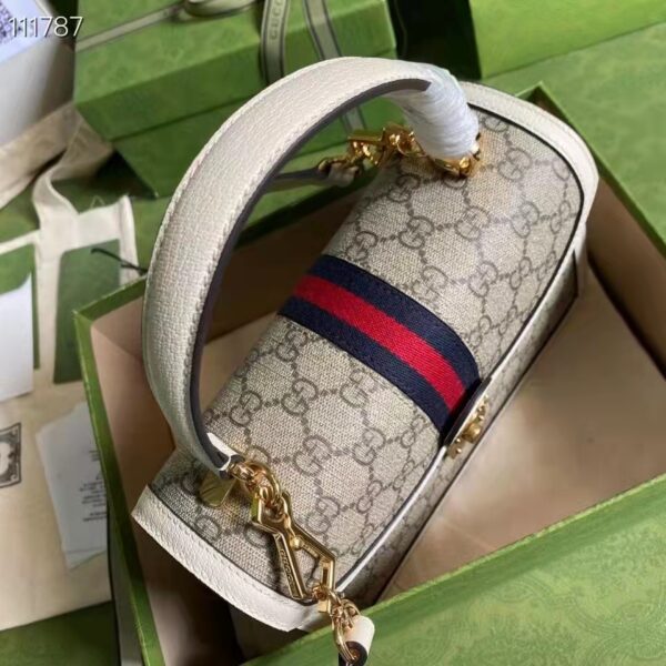 Gucci Women Ophidia Small Top Handle Bag Beige Ebony GG Supreme Canvas (4)