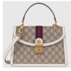 Gucci Women Ophidia Small Top Handle Bag Beige Ebony GG Supreme Canvas