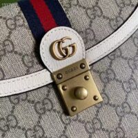 Gucci Women Ophidia Small Top Handle Bag Beige Ebony GG Supreme Canvas (6)