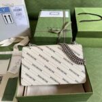 Gucci Women The Hacker Project Small Dionysus Bag Black Balenciaga Print White Leather – Image 2