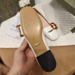 Gucci Women's GG Ballet Flat Bamboo Buckle White Leather Round Toe Chunky Heel - immagine 10