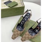 Gucci Women's GG Slingback Pump Beige Ebony Original GG Canvas 7.5 cm Heel - Imagen 7