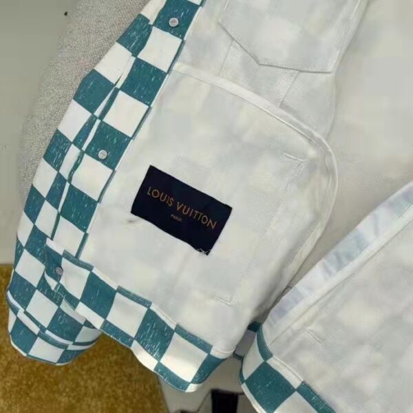 Louis Vuitton LV Men Damier Denim Trunker Jacket Ocean Cotton Regular Fit (16)