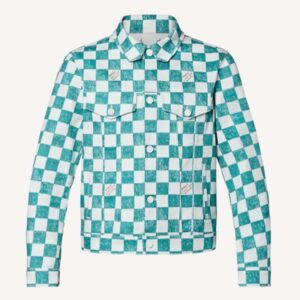 Louis Vuitton LV Men Damier Denim Trunker Jacket Ocean Cotton Regular Fit