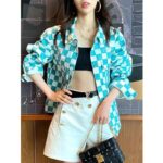 Louis Vuitton LV Women Damier Denim Trunker Jacket Ocean Cotton Regular Fit – Bild 13