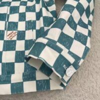Louis Vuitton LV Men Damier Denim Trunker Jacket Ocean Cotton Regular Fit