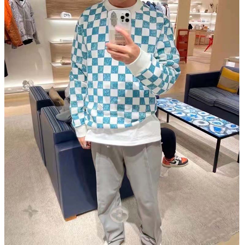 Louis Vuitton Damier Printed Crewneck Ocean Men's - FW21 - US