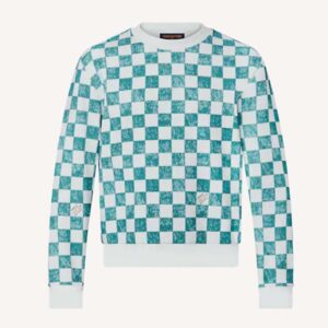 Louis Vuitton LV Men Damier Printed Crewneck Cotton Ocean Classic Sweatshirt Shape