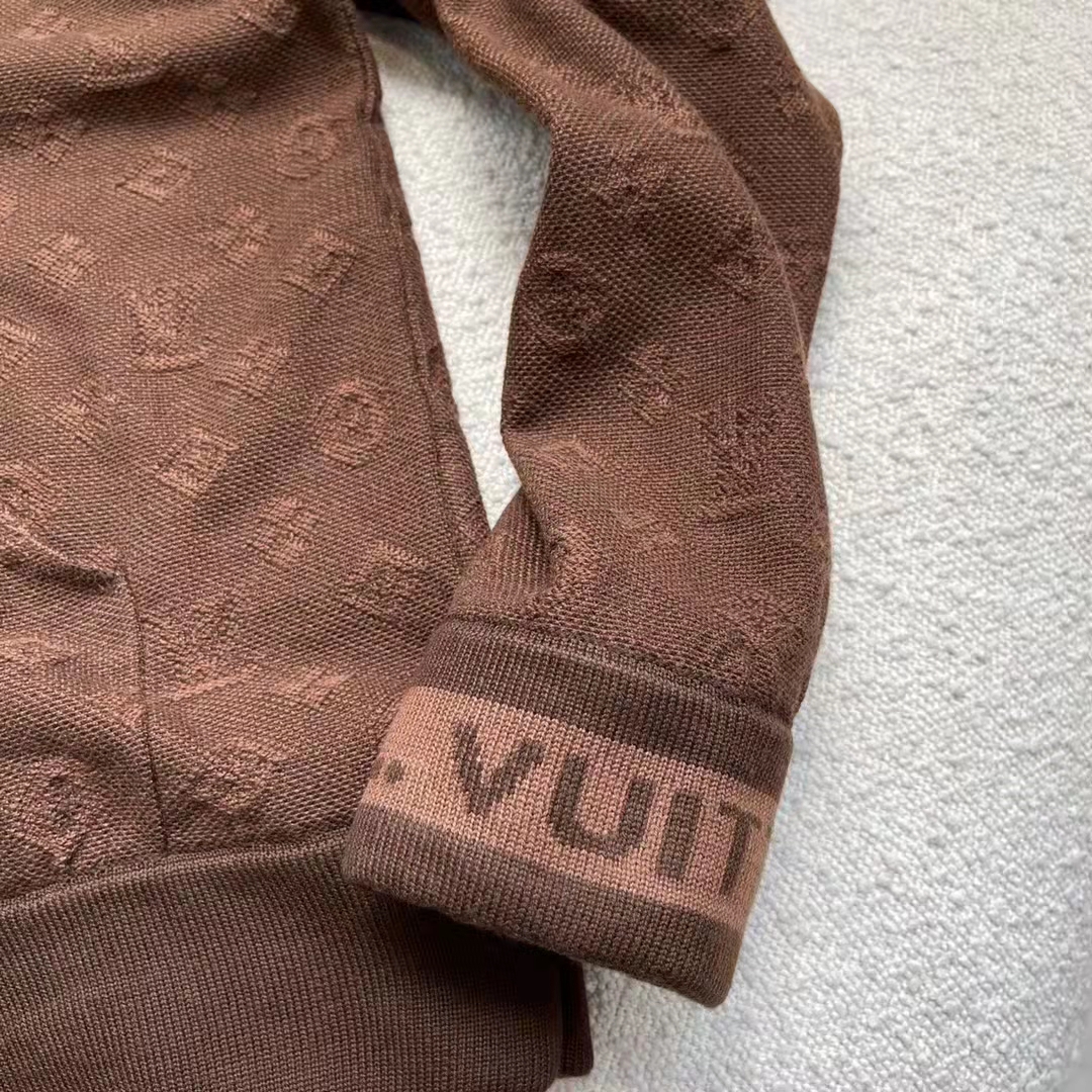 Louis Vuitton LV Women Monogram Hoodie Wool Polyester Brown Slightly Loose  Fit - LULUX