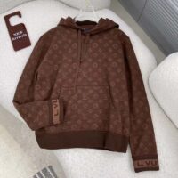 Louis Vuitton LV Men Monogram Hoodie Wool Polyester Brown Slightly Loose Fit (11)