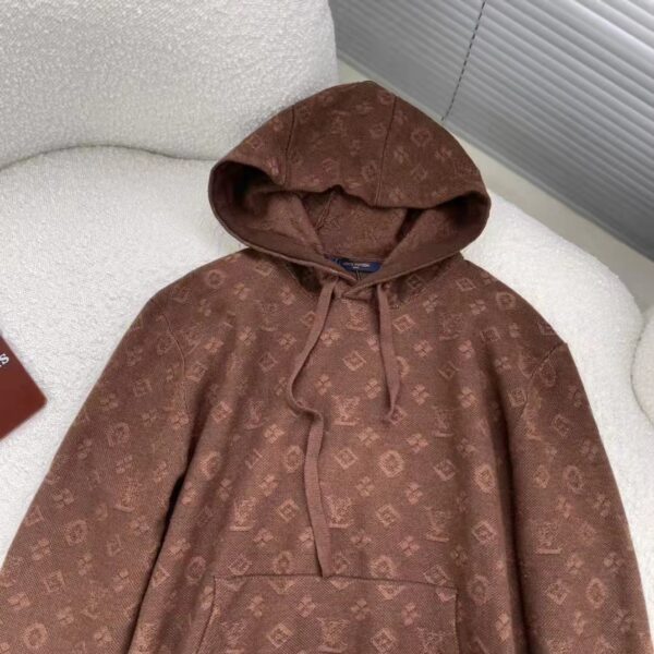 Louis Vuitton LV Men Monogram Hoodie Wool Polyester Brown Slightly Loose Fit (7)
