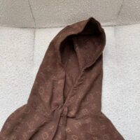 Louis Vuitton LV Men Monogram Hoodie Wool Polyester Brown Slightly Loose Fit (11)