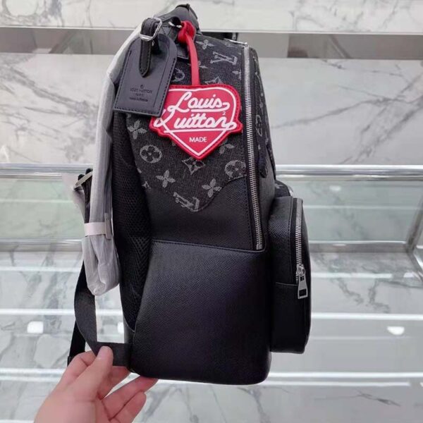 Louis Vuitton LV Unisex Backpack Multipocket Black Monogram Denim Taurillon Cowhide Leather (11)