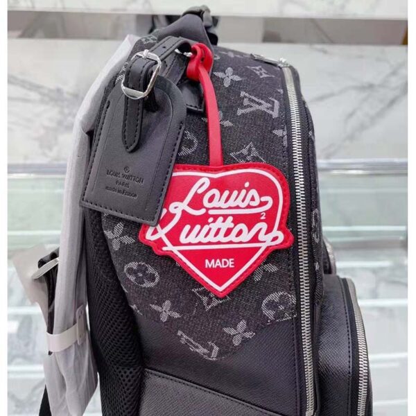 Louis Vuitton LV Unisex Backpack Multipocket Black Monogram Denim Taurillon Cowhide Leather (6)
