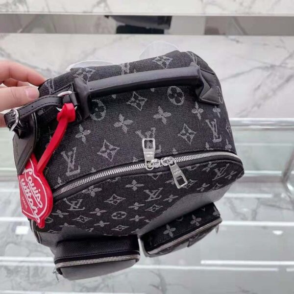 Louis Vuitton LV Unisex Backpack Multipocket Black Monogram Denim Taurillon Cowhide Leather (7)