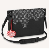 Louis Vuitton LV Unisex Besace Tokyo Black Monogram Denim Taurillon Leather (12)