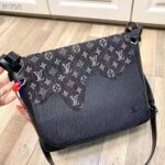 Louis Vuitton LV Unisex Besace Tokyo Black Monogram Denim Taurillon Leather - Image 4