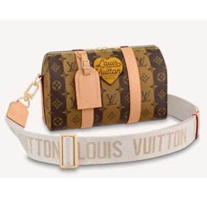 Louis Vuitton LV Unisex City Keepall Bag Monogram Stripes Brown Coated Canvas