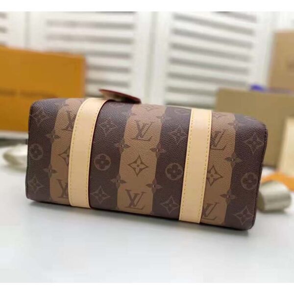 Louis Vuitton LV Unisex City Keepall Bag Monogram Stripes Brown Coated Canvas (5)