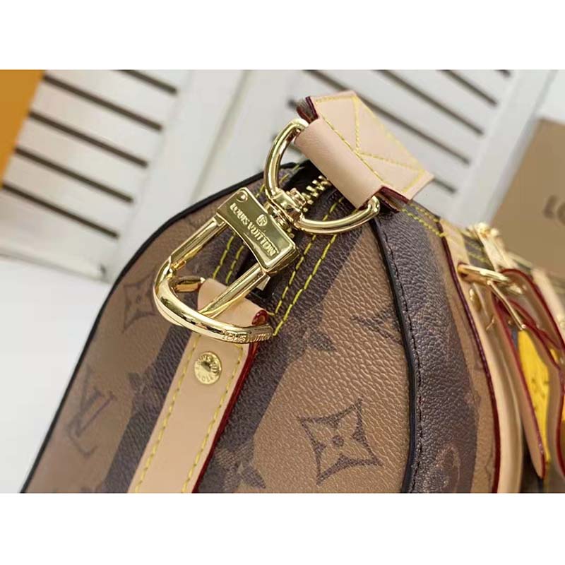 Louis Vuitton x Nigo City Keepall Monogram Stripes Brown in Coated