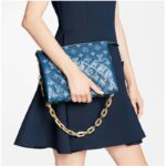 Louis Vuitton LV Unisex Coussin PM Handbag Navy Blue Denim-Printed Lambskin - Bild 12