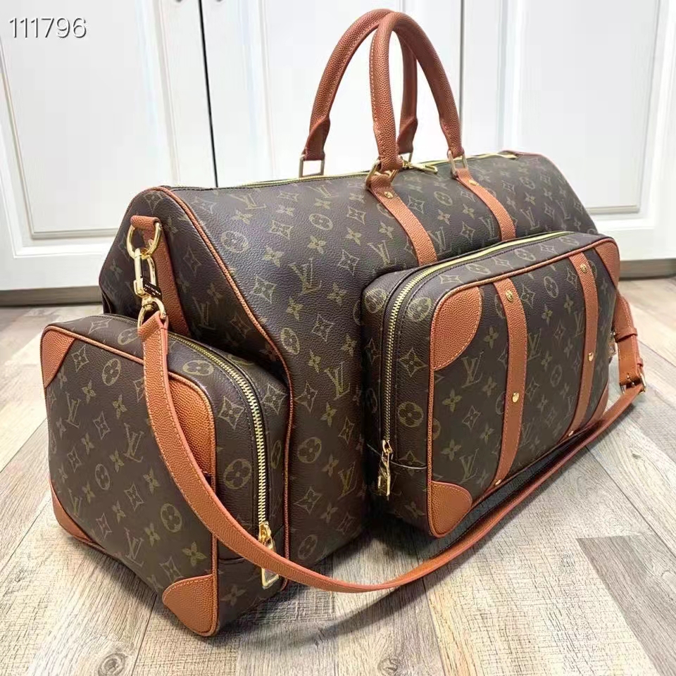 Brown Monogram Coated Canvas LVXNBA Trio Pocket Keepall Gold Hardware, 2021, Handbags & Accessories, 2022