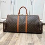 Louis Vuitton LV Unisex Keepall Trio Pocket Travel Bag Brown Monogram Canvas - Image 4