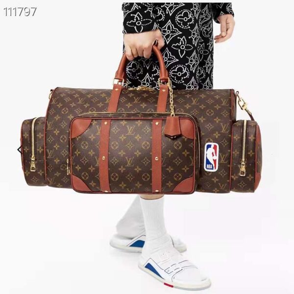 Louis Vuitton LV Unisex Keepall Trio Pocket Travel Bag Brown Monogram Canvas