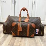 Louis Vuitton LV Unisex Keepall Trio Pocket Travel Bag Brown Monogram Canvas - Image 2