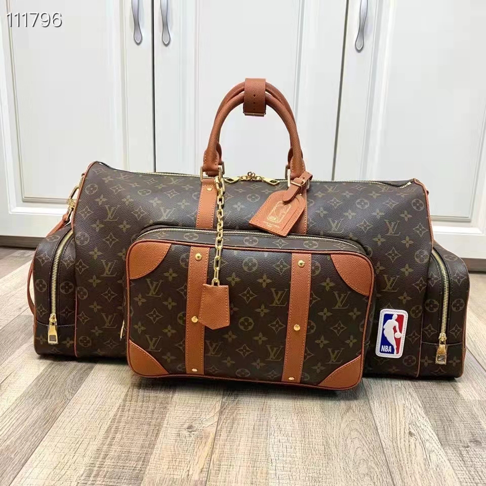 Brown Monogram Coated Canvas LVXNBA Trio Pocket Keepall Gold Hardware, 2021, Handbags & Accessories, 2022