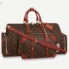 Louis Vuitton LV Unisex Keepall Trio Pocket Travel Bag Brown Monogram Canvas