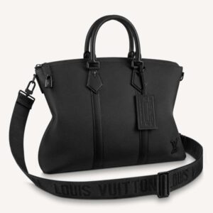 Louis Vuitton LV Unisex Lock It Tote Bag Black Grained Calf Cowhide Leather