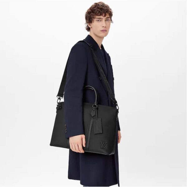 Louis Vuitton LV Unisex Lock It Tote bag Black Grained Calf Cowhide Leather (3)