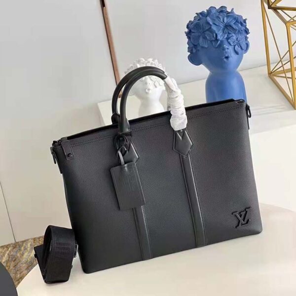 Louis Vuitton LV Unisex Lock It Tote Bag Black Grained Calf ... Louis Vuitton LV Unisex Lock It Tote bag Black Grained Calf Cowhide Leather 7 600x600
