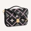 Louis Vuitton LV Unisex Pochette Metis Bag Black Embroidered Embossed Supple Grained Cowhide
