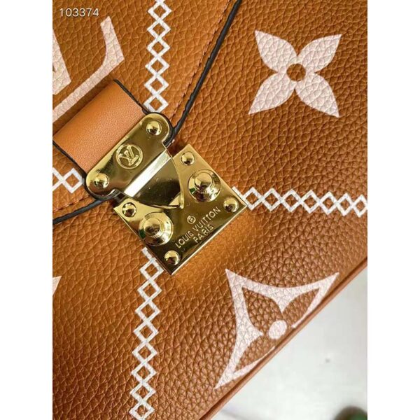Louis Vuitton LV Unisex Pochette Metis Bag Embroidered Embossed Supple Grained Cowhide (3)