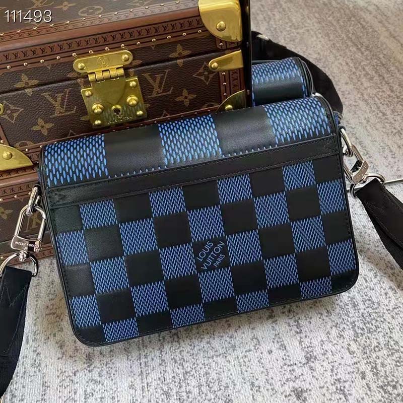 New LV Dark Blue with Light Blue Stripe Design Leather Fabric For Hand –  chaofabricstore