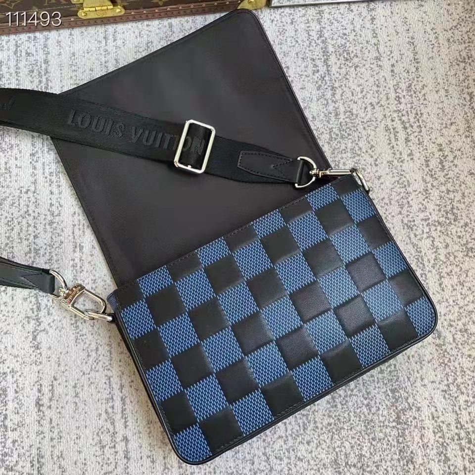 New LV Dark Blue with Light Blue Stripe Design Leather Fabric For Hand –  chaofabricstore